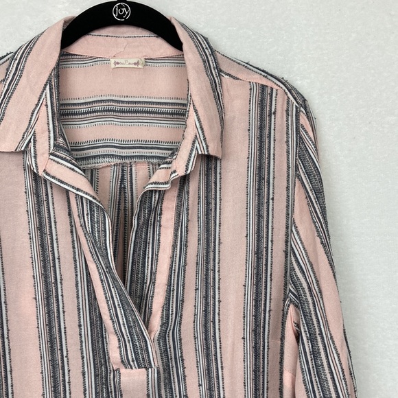 Tea Rose Women’s Pink & Grey Striped Tunic Top Sz Large - Picture 4 of 12